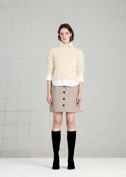 Beige Isla Cropped Fluffy High Neck