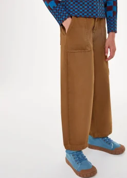 Beige Wide Leg Cargo Trouser