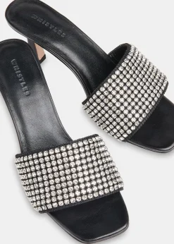 Black Adella Diamante Slip On Mule