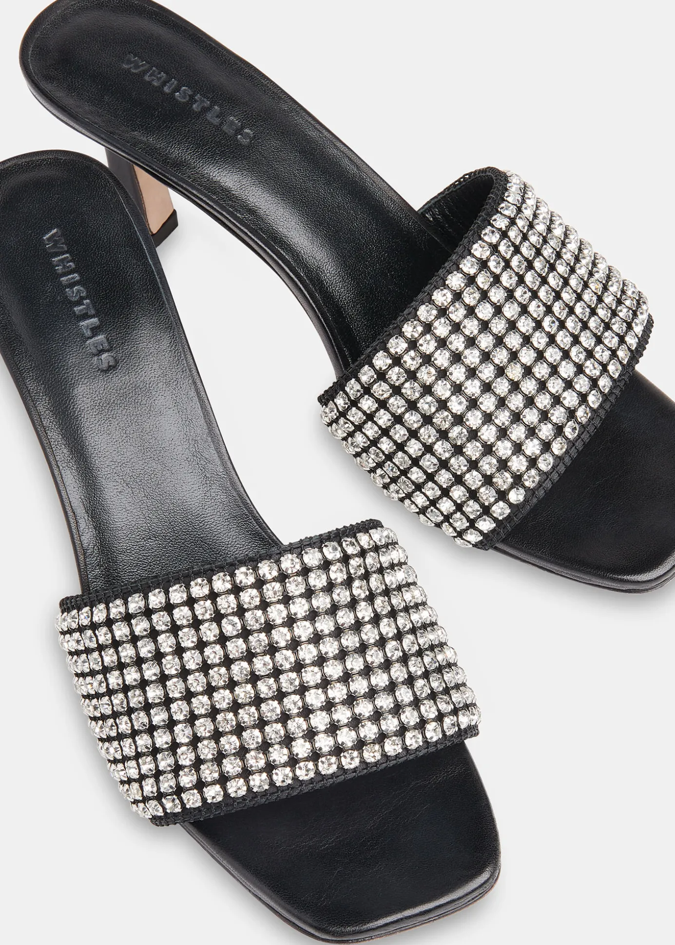 Black Adella Diamante Slip On Mule
