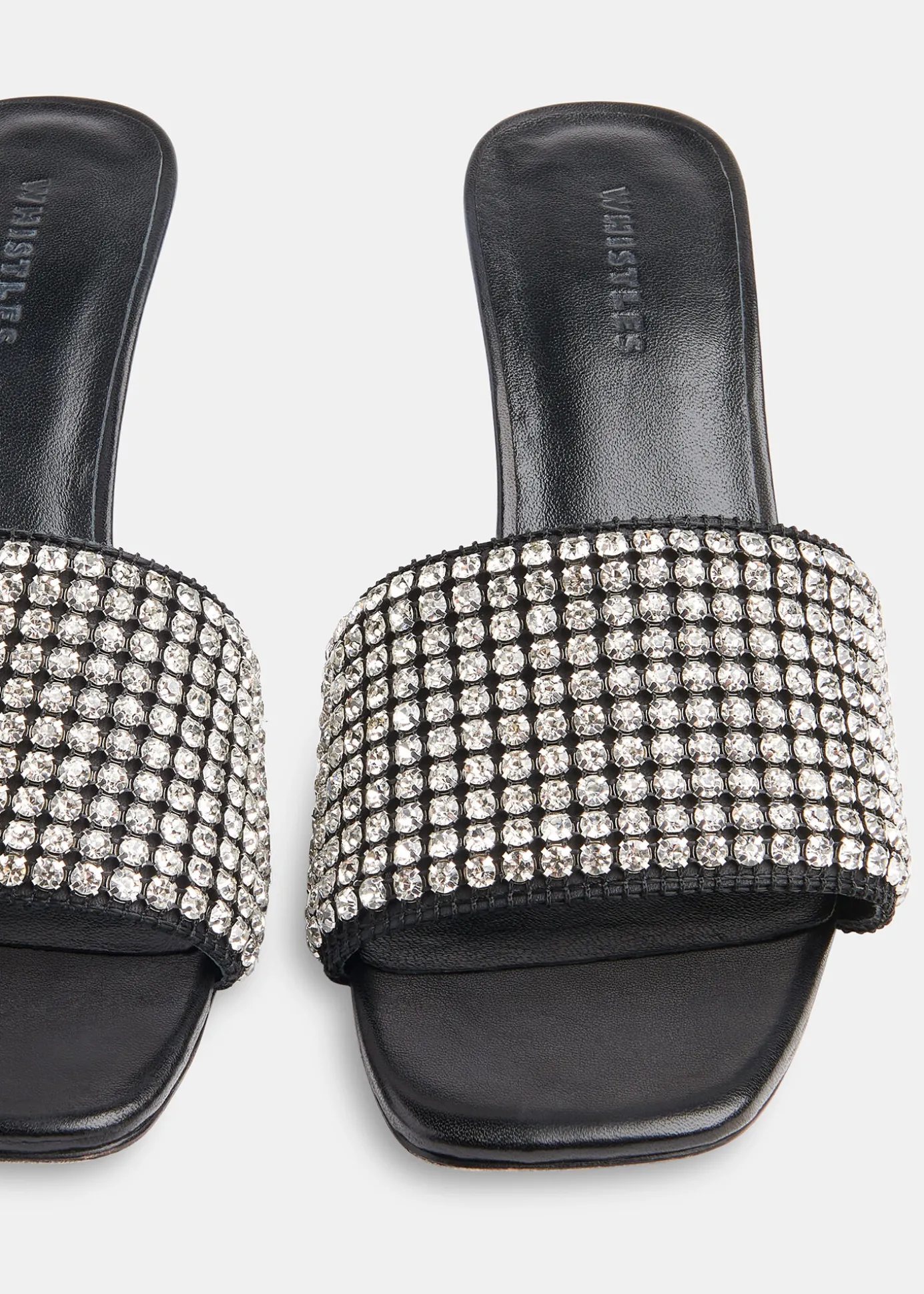 Black Adella Diamante Slip On Mule