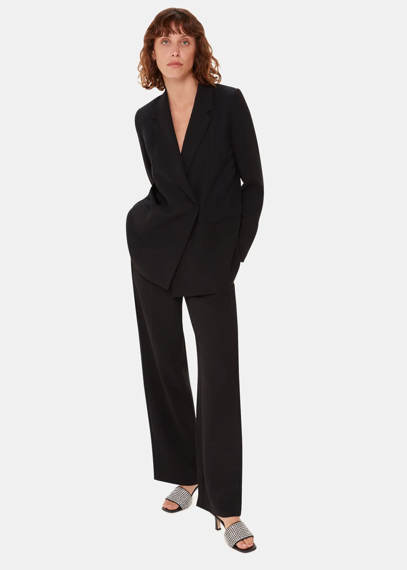 Black Adella Diamante Slip On Mule