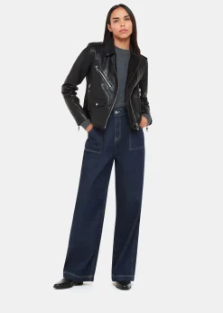 Black Agnes Pocket Leather Biker