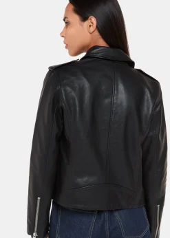Black Agnes Pocket Leather Biker