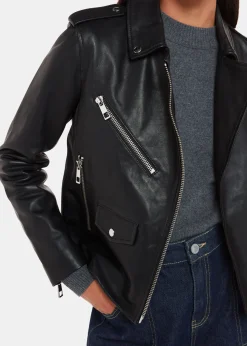 Black Agnes Pocket Leather Biker
