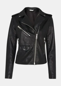 Black Agnes Pocket Leather Biker