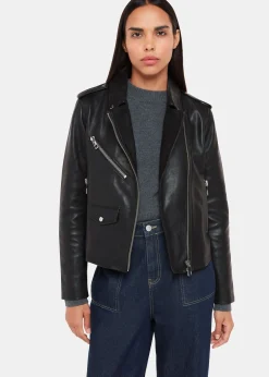Black Agnes Pocket Leather Jacket
