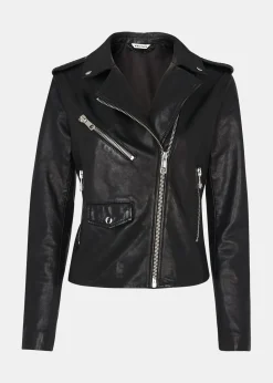 Black Agnes Pocket Leather Jacket