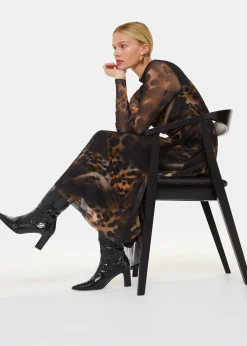 Black Albie Croc Knee High Boot