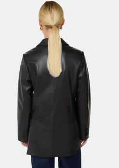 Black Aliza Waisted Leather Blazer
