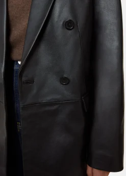 Black Aliza Waisted Leather Blazer