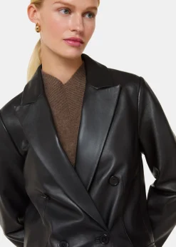 Black Aliza Waisted Leather Blazer