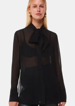 Black Amy Tie Detail Blouse