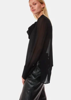 Black Amy Tie Detail Blouse