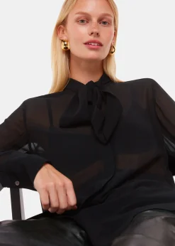 Black Amy Tie Detail Blouse