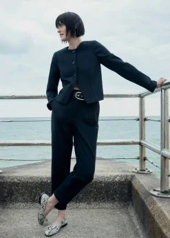Black Anne Ponte Button Jacket