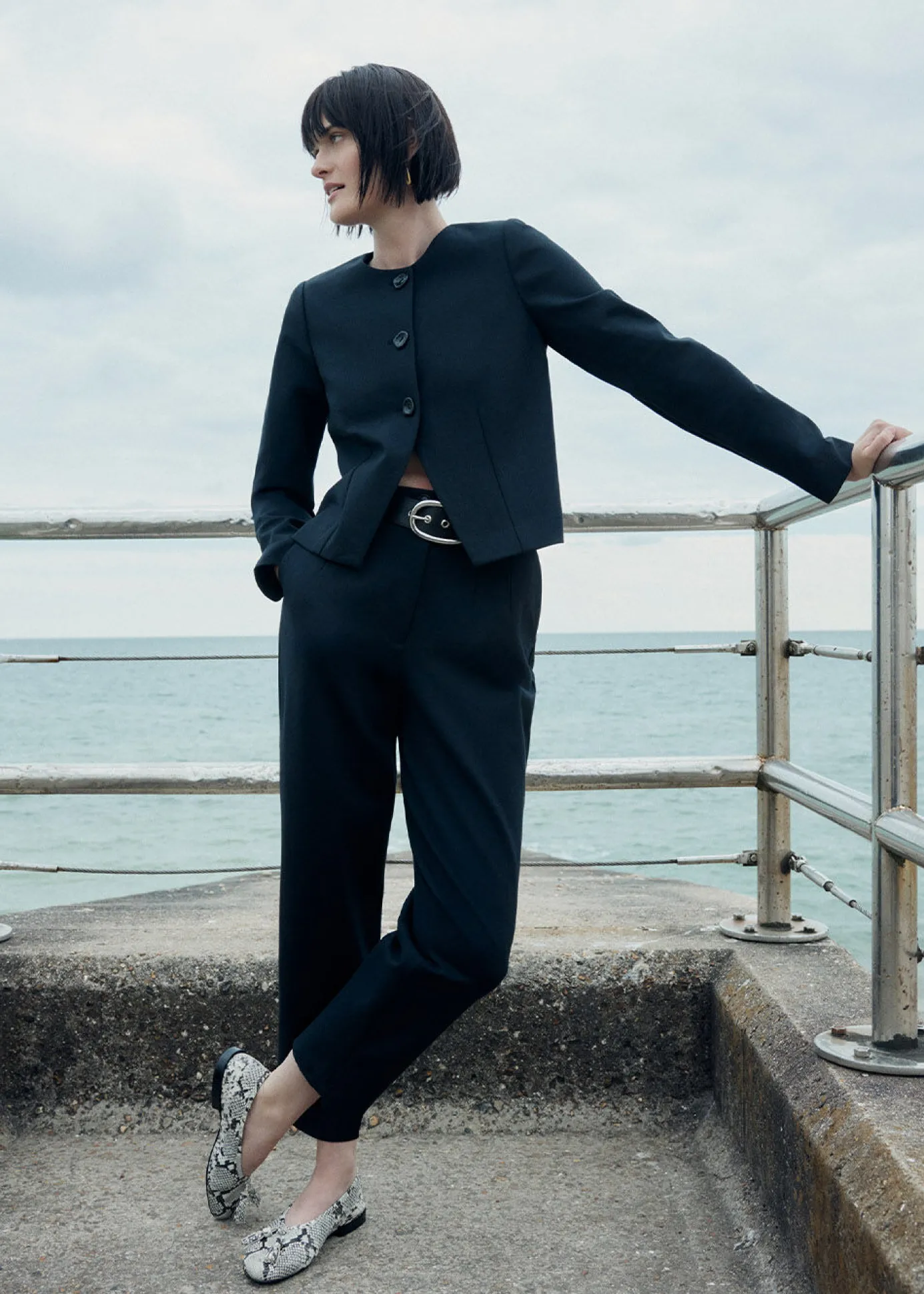 Black Anne Ponte Button Jacket