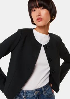 Black Anne Ponte Button Jacket