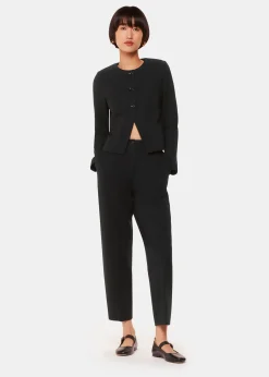 Black Anne Ponte Button Jacket
