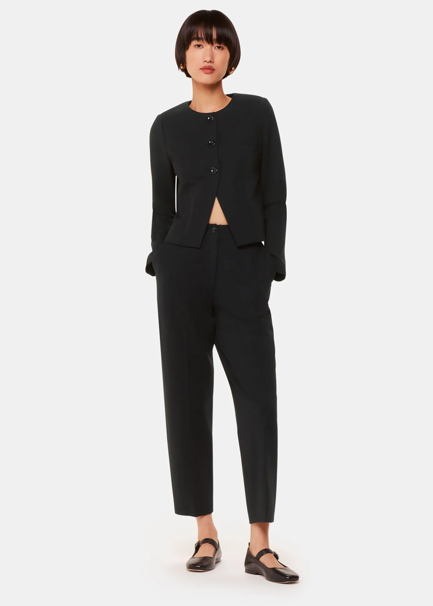 Black Anne Ponte Button Jacket