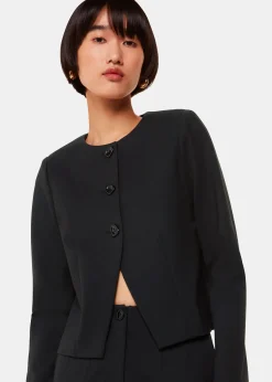 Black Anne Ponte Button Jacket