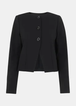 Black Anne Ponte Button Jacket