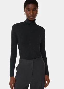 Black Annie Sparkle Roll Neck
