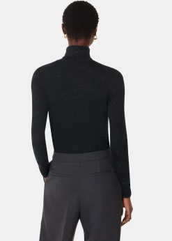 Black Annie Sparkle Roll Neck