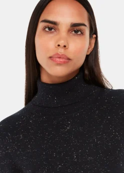 Black Annie Sparkle Roll Neck Dress
