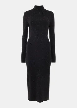 Black Annie Sparkle Roll Neck Dress