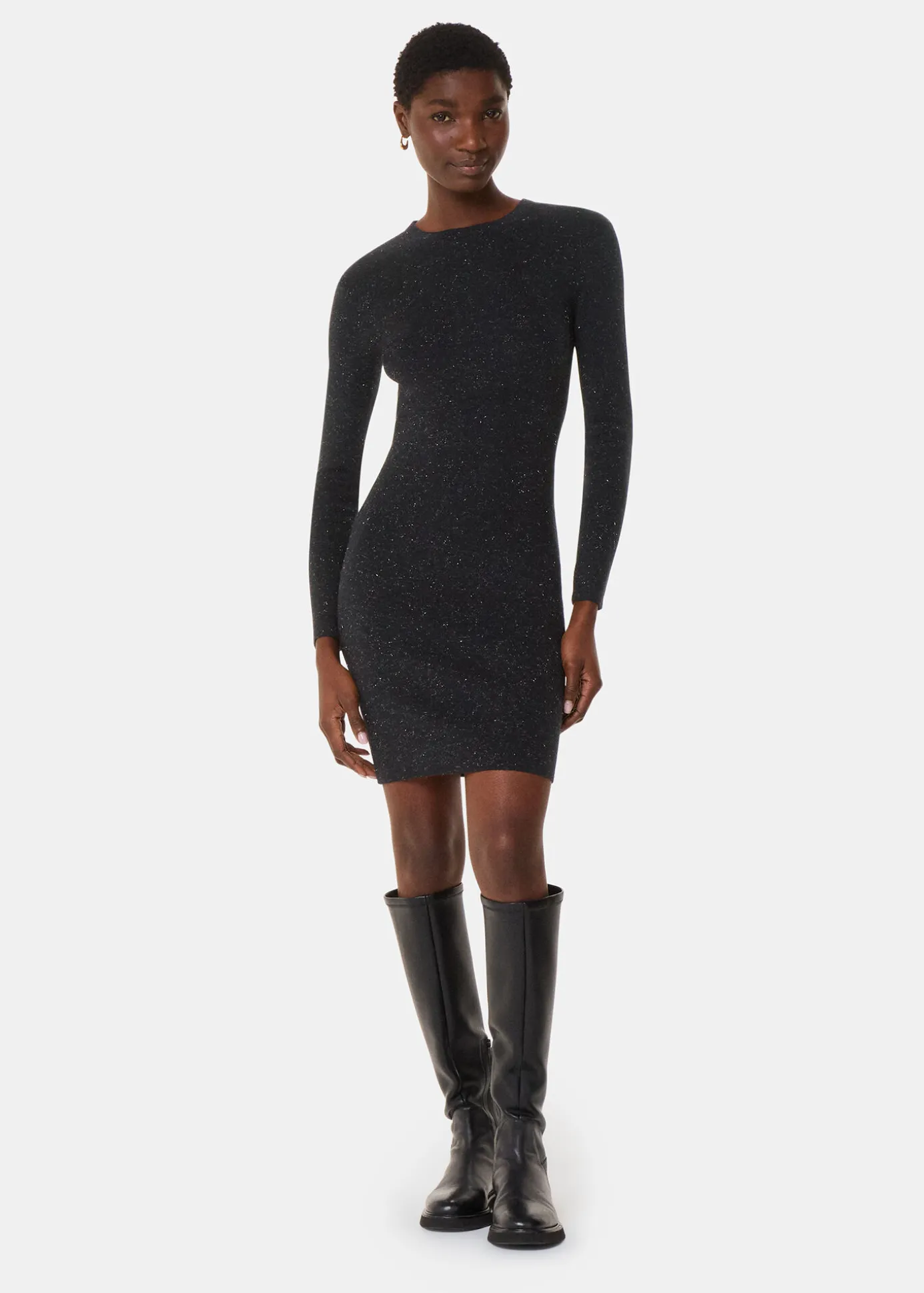 Black Annie Sparkle Short Knit Dress