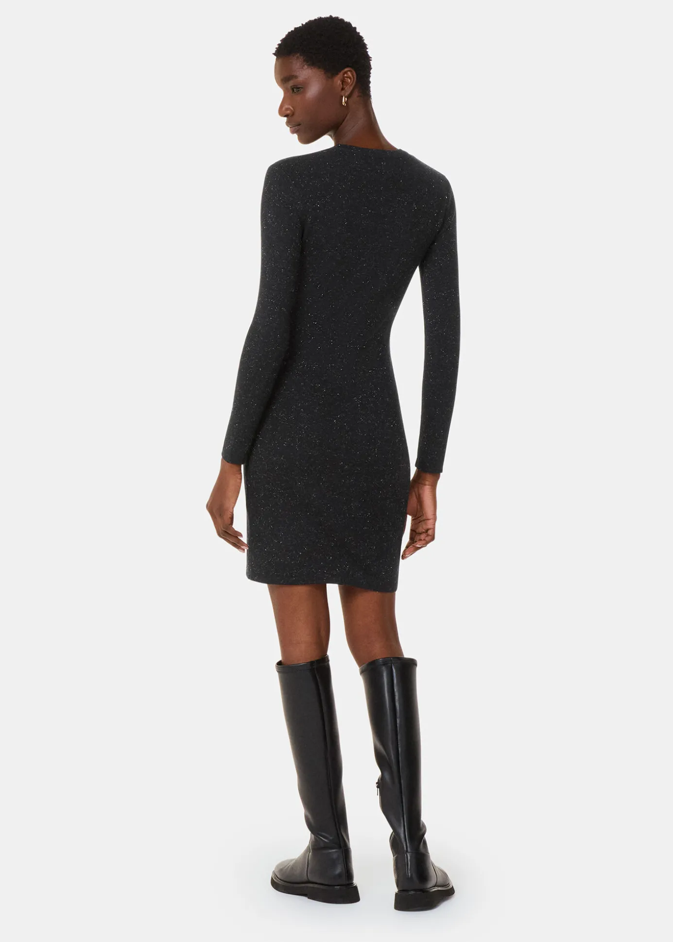 Black Annie Sparkle Short Knit Dress