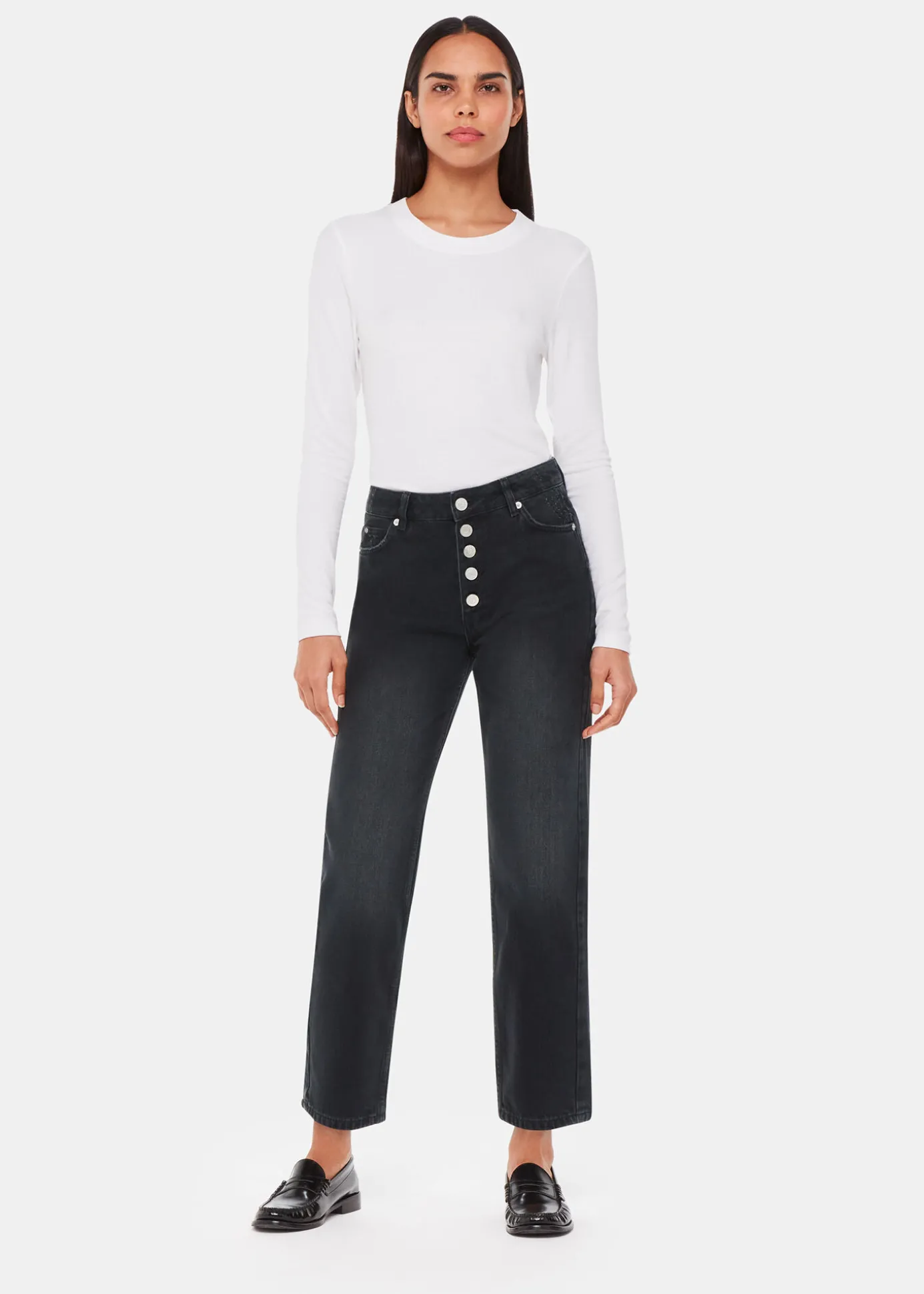 Black Authentic Hollie Button Jean