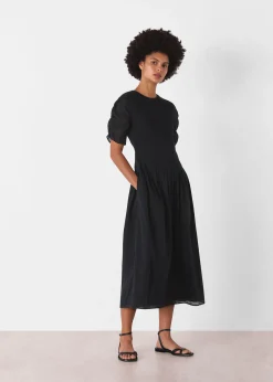Black Avery Smocked Dress