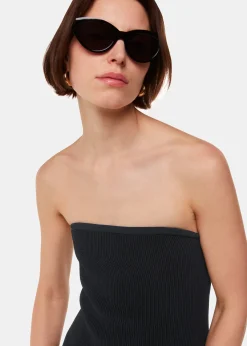 Black Bandeau Knit Dress
