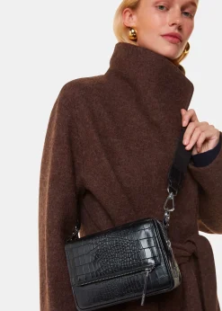 Black Bibi Croc Crossbody Bag