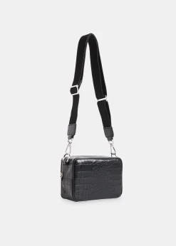 Black Bibi Croc Crossbody Bag