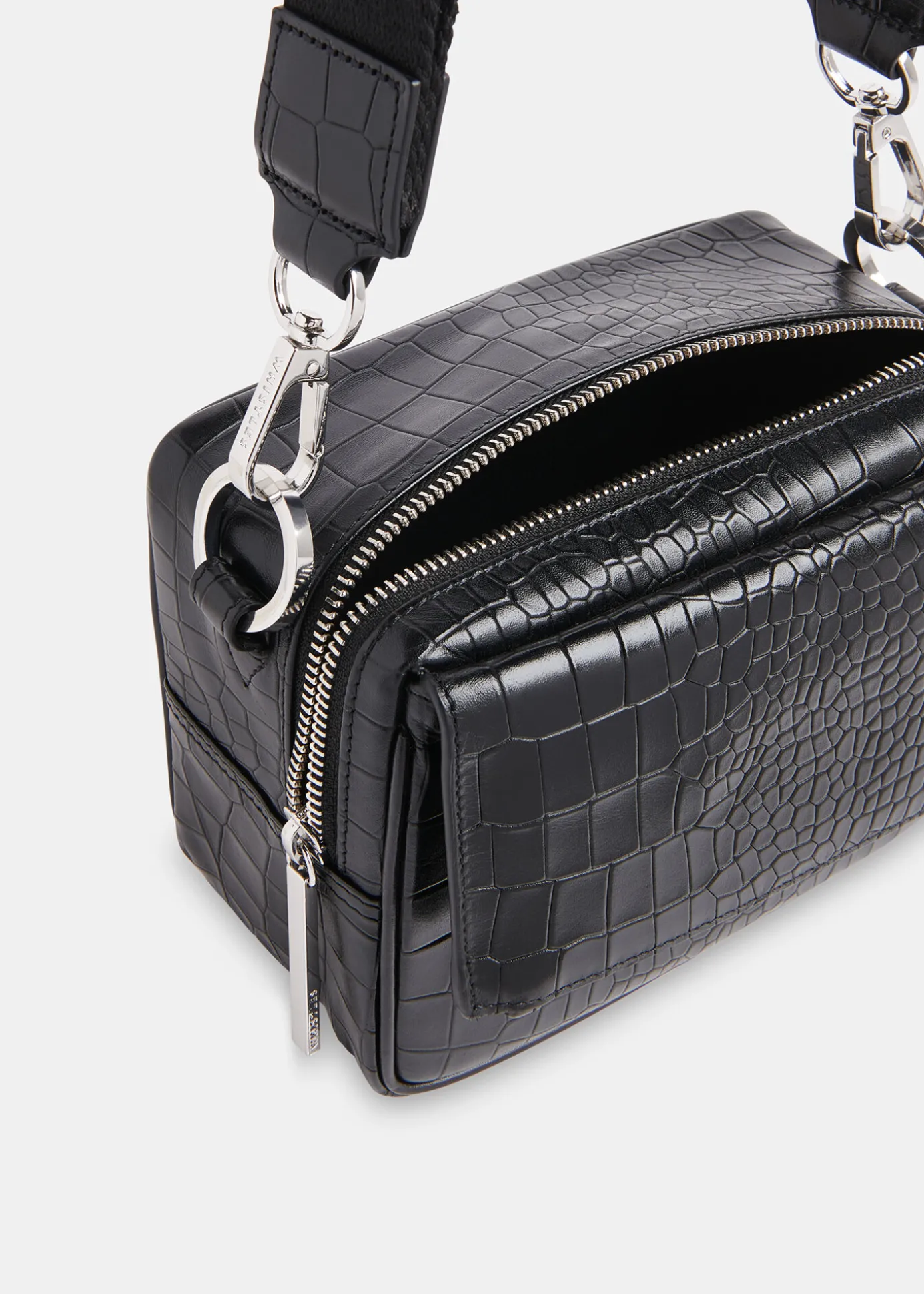 Black Bibi Croc Crossbody Bag