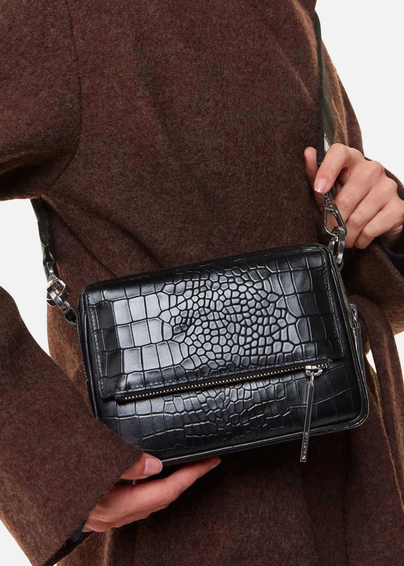 Black Bibi Croc Crossbody Bag