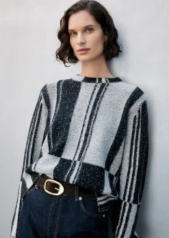 Black Block Stripe Wool Knit