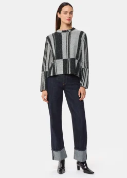 Black Block Stripe Wool Knit