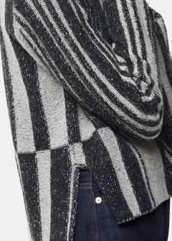 Black Block Stripe Wool Knit