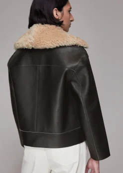 Black Bonded Shearling Collar Jacket