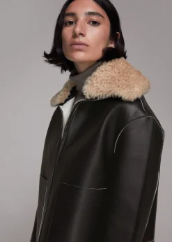 Black Bonded Shearling Collar Jacket