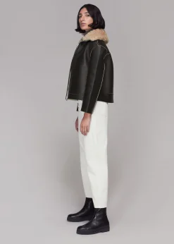 Black Bonded Shearling Collar Jacket