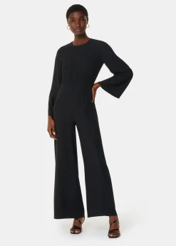 Black Bonnie Gathered Jumpsuit