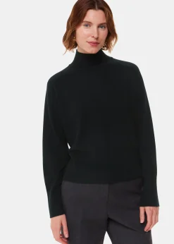 Black Cashmere Funnel Neck