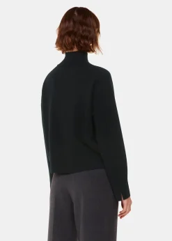 Black Cashmere Funnel Neck