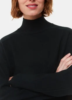 Black Cashmere Funnel Neck