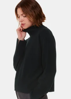 Black Cashmere Funnel Neck